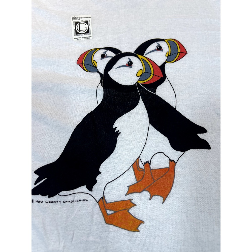 Vintage Single Stitch T Shirt Nature Penguin Large L Liberty graphics 1986 shirt